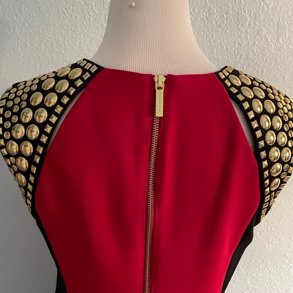 Michael Kors Studded Red & Black Ponte Dress - Picture 6 of 12
